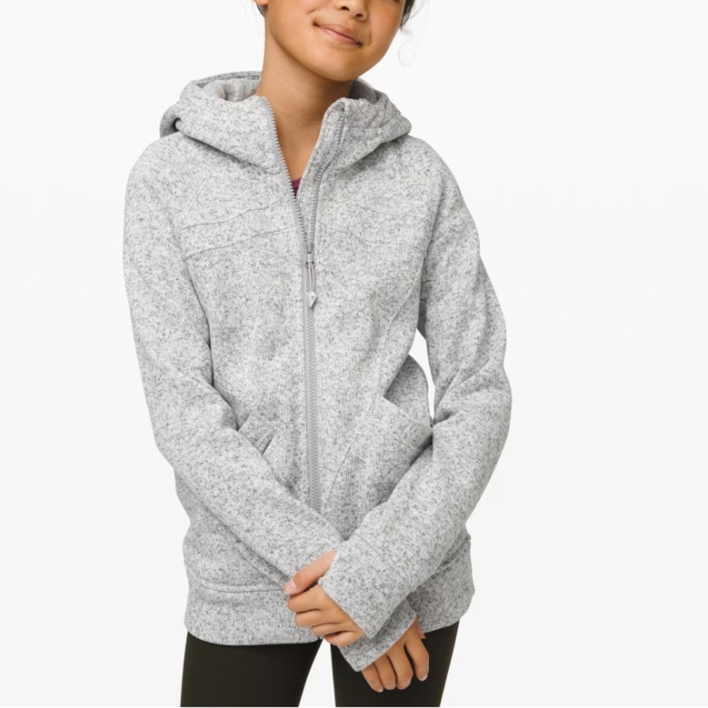 Ivivva Knitted Full Zip Sweater Hoodie in Heathered Grey